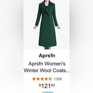 Aprsfn Women's Double-breasted Wool Blend Pea Coat  GREEN